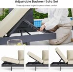 homary 6 Piece Aluminum & Teak Outdoor Sofa Set, Patio Sofa Seat L-Shaped Outdoo... - Image 6