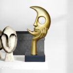 Thinker Statue, Abstract Moon-Faced Sculpture, Modern Home Decor Ornament, Suita... - Image 3