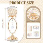 2 Pcs Gold Elegant Metal Crystal Tea Light Candle Holders with Bling Crystal Pen... - Image 3