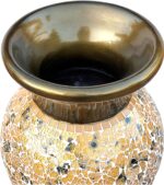 Floor Vase, 18 Inch Mosaic Vase – Tall Cylinder Made of Brass with Dandelion and... - Image 3