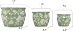 Galt International Green & White Round Fluted Floral Porcelain Ceramic Plant Flo... - Image 4