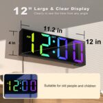 JALL 12'' Large Digital Wall Clock, Big LED Number Dispaly, RGB Colors, DST, Nig... - Image 3