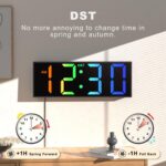 JALL 12'' Large Digital Wall Clock, Big LED Number Dispaly, RGB Colors, DST, Nig... - Image 6