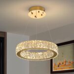 Modern LED Ring Pendant Light Dimmable Crystal Chandelier 15.7" Gold Crystal Cha... - Image 4