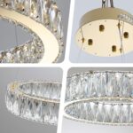 Modern LED Ring Pendant Light Dimmable Crystal Chandelier 15.7" Gold Crystal Cha... - Image 8