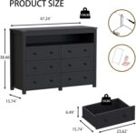 Dresser for Bedroom with 6 Drawers, Wide Chest of Drawers with LED Light and Pow... - Image 3