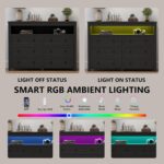 Dresser for Bedroom with 6 Drawers, Wide Chest of Drawers with LED Light and Pow... - Image 4