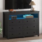 Dresser for Bedroom with 6 Drawers, Wide Chest of Drawers with LED Light and Pow... - Image 7