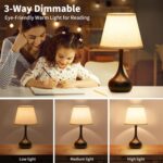 ONEWISH Touch Bedside Lamp for Bedroom, 3-Way Dimmable Farmhouse Table Lamps for... - Image 3
