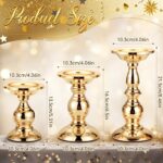 3 Sets Gold Pillar Candle Holders Metal Candle Holders for Pillar Candles, LED F... - Image 3
