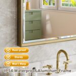 Brushed Gold Bathroom Mirror, 16''x 24'' Beveled Gold Bathroom Vanity Mirror, An... - Image 6
