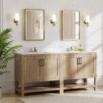 Brushed Gold Bathroom Mirror, 16''x 24'' Beveled Gold Bathroom Vanity Mirror, An... - Image 8