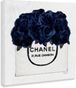 Stupell Industries 'Trendy Chic Navy Blue Roses', Canvas Art, 17 x 17 Inches, Ea... - Image 3