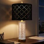 25" Glass Table Lamps Set of 2, with USB C+A Ports, Gold Bedside Lamp, Black Gri... - Image 3