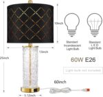 25" Glass Table Lamps Set of 2, with USB C+A Ports, Gold Bedside Lamp, Black Gri... - Image 5
