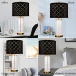 25" Glass Table Lamps Set of 2, with USB C+A Ports, Gold Bedside Lamp, Black Gri... - Image 7