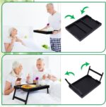 Bed Tray Table with Handles Folding Legs,Bamboo Breakfast Food Tray with Media S... - Image 3