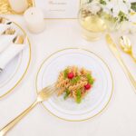 DaYammi 350PCS Gold Plastic Dinnerware Set for 50 Guests, Fancy Disposable Plate... - Image 9