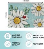 Spring Summer Daisy Flower Placemats Set of 4, Floral Eucalyptus Leaves Blue Din... - Image 3