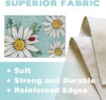 Spring Summer Daisy Flower Placemats Set of 4, Floral Eucalyptus Leaves Blue Din... - Image 4