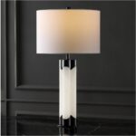 SAFAVIEH Couture Lighting Collection Chavez Alabaster/Black 28-inch Bedroom Livi... - Image 3