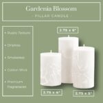 White Scented Pillar Candles Set of 3, 3x4, 3x5, 3x6 White Candles, Gardenia Pil... - Image 3