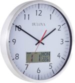 Bulova Manager Wall Clock C4810 | 14" Brushed Aluminum Industrial Frame with Dig... - Image 3