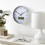 Bulova Manager Wall Clock C4810 | 14" Brushed Aluminum Industrial Frame with Dig... - Image 6