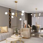 Sputnik Chandelier Modern Industrial E26 Gold Chandeliers Mid Century Ceiling Li... - Image 4
