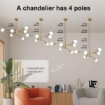 Sputnik Chandelier Modern Industrial E26 Gold Chandeliers Mid Century Ceiling Li... - Image 6