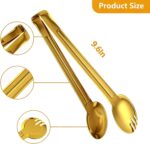 4 Pack Gold Serving Tongs Set with Serving Spoon, Stainless Steel Buffet Tongs S... - Image 3