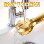 4 Pack Gold Serving Tongs Set with Serving Spoon, Stainless Steel Buffet Tongs S... - Image 4