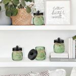SheeChung Green Glass Qtip Holder Dispenser, Mason Jar Apothecary Jars with Lids... - Image 3