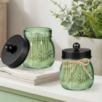 SheeChung Green Glass Qtip Holder Dispenser, Mason Jar Apothecary Jars with Lids... - Image 4