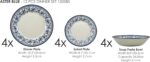 TUDOR ROYAL 12-Piece Round Porcelain Dinnerware Set, Service for 4 - Aster BLUE ... - Image 4