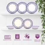 TUDOR ROYAL 12-Piece Round Porcelain Dinnerware Set, Service for 4 - Aster BLUE ... - Image 7