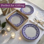TUDOR ROYAL 12-Piece Round Porcelain Dinnerware Set, Service for 4 - Aster BLUE ... - Image 9