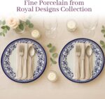 TUDOR ROYAL 12-Piece Round Porcelain Dinnerware Set, Service for 4 - Aster BLUE ... - Image 10