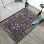 Old Hand Made Floral Blue Tulip Traditional Persian Oriental Woolen Area Rugs (1... - Image 4