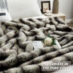 JONIYEAR High-end Premium Fuzzy Faux Wolf Fur Throw Blanket 50" x 60", Luxury Co... - Image 5
