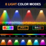 Solar Fence Lights Outdoor, Waterproof LED,RGB Color Mode 6 Solid Monochrome, So... - Image 5