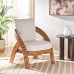 SAFAVIEH Couture Collection Demarco Tropical Coastal Natural Rattan/White Linen ... - Image 3