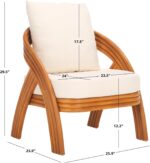 SAFAVIEH Couture Collection Demarco Tropical Coastal Natural Rattan/White Linen ... - Image 4