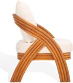 SAFAVIEH Couture Collection Demarco Tropical Coastal Natural Rattan/White Linen ... - Image 6