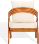 SAFAVIEH Couture Collection Demarco Tropical Coastal Natural Rattan/White Linen ... - Image 7