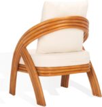 SAFAVIEH Couture Collection Demarco Tropical Coastal Natural Rattan/White Linen ... - Image 8