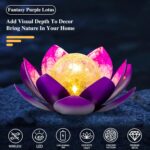 AIINY Solar Light Outdoor(2Pack), Art Crackle Globe Glass Lotus Decoration, Sola... - Image 3