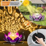 AIINY Solar Light Outdoor(2Pack), Art Crackle Globe Glass Lotus Decoration, Sola... - Image 5