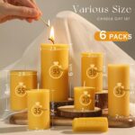 Natural Beeswax Candles Set of 6, Handmade Beeswax Pillar Candles Set, 6 Sizes, ... - Image 5