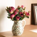Vintage Ceramic Vase - 8.2 Inch Hand-Painted Roses with Ice Crackle Glaze Finish... - Image 3